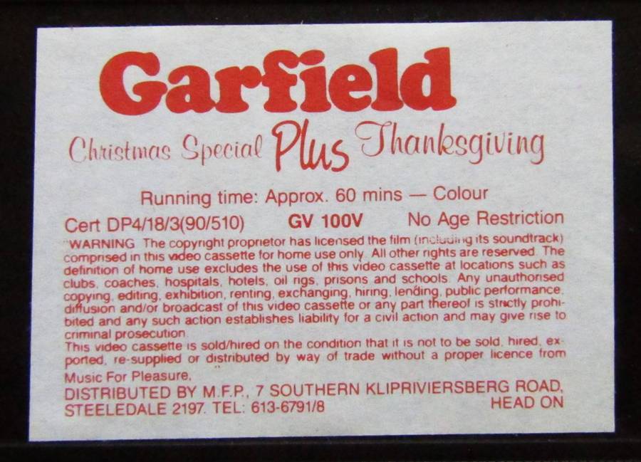 Garfield - Christmas Special - VHS Video Tape (1990)