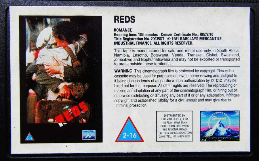Reds - Warren Beatty - Epic Movie VHS Tape (1981)
