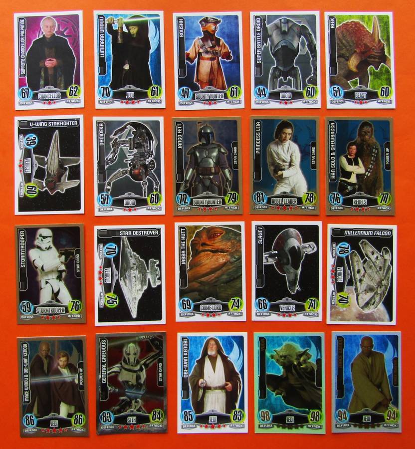 Lot of 20 Star Wars Force Attax Trading Cards