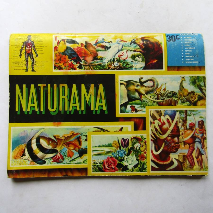 1972 Large Naturama Flowers, Animals and African Tribes Sticker Card Album