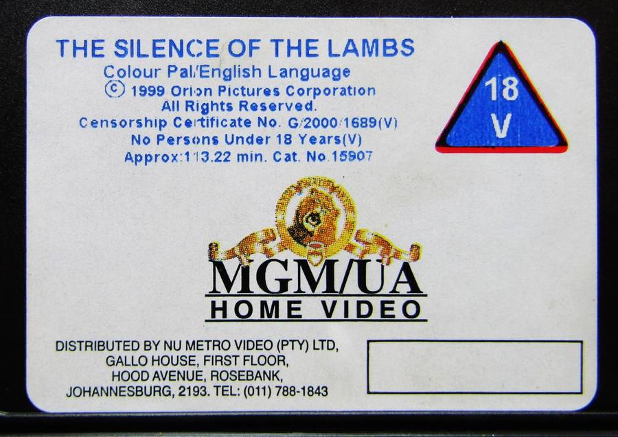The Silence of the Lambs - Horror Movie VHS Tape (1999)