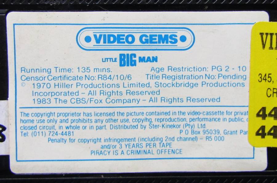 Little Big Man - Dustin Hoffman - Epic Movie VHS Tape (1983)