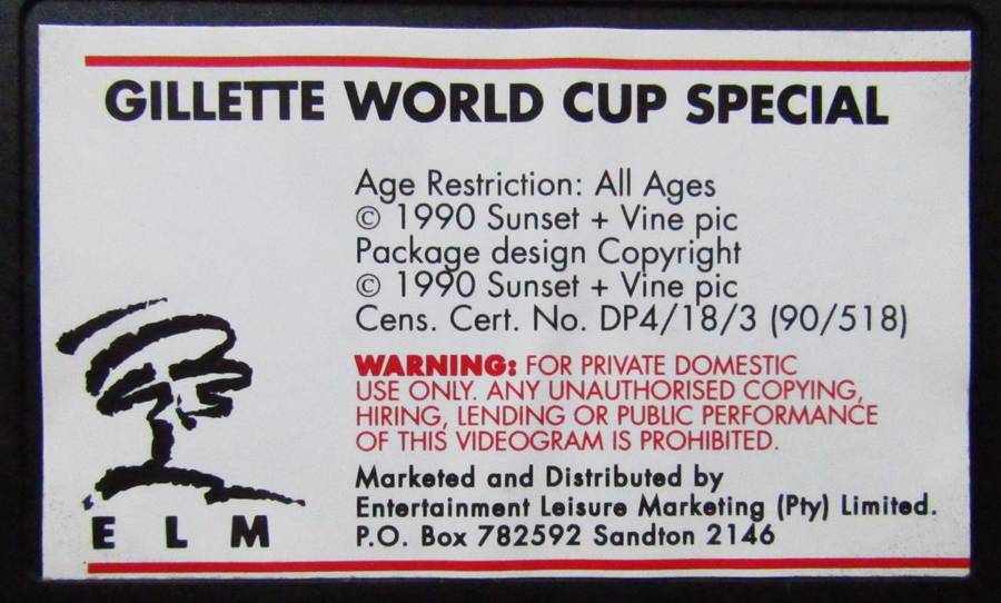 1990 Gillette World Cup Special - Football VHS Video Tape
