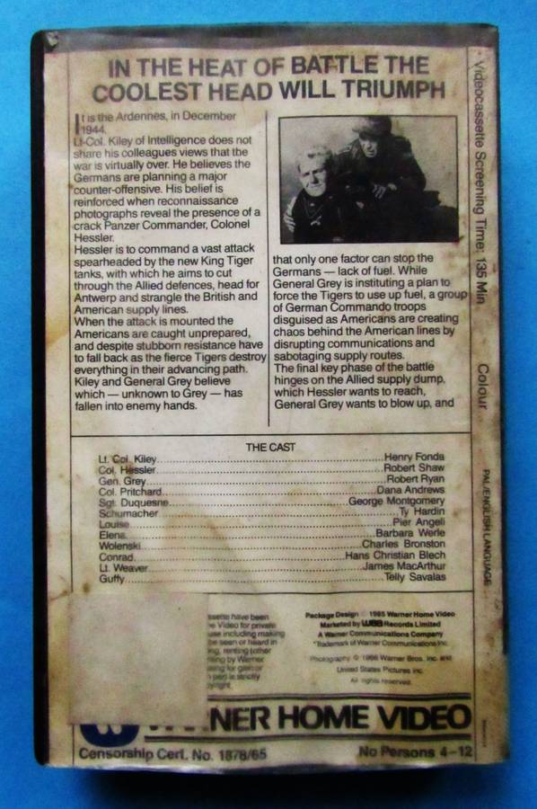 Battle of the Bulge - War Movie VHS Tape (1985)