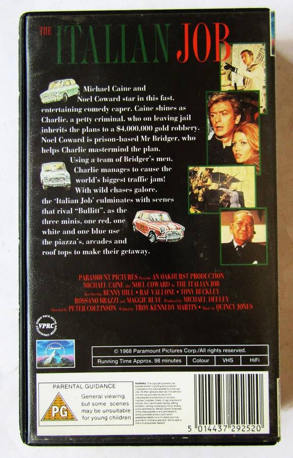 The Italian Job - Michael Caine - Movie VHS Tape
