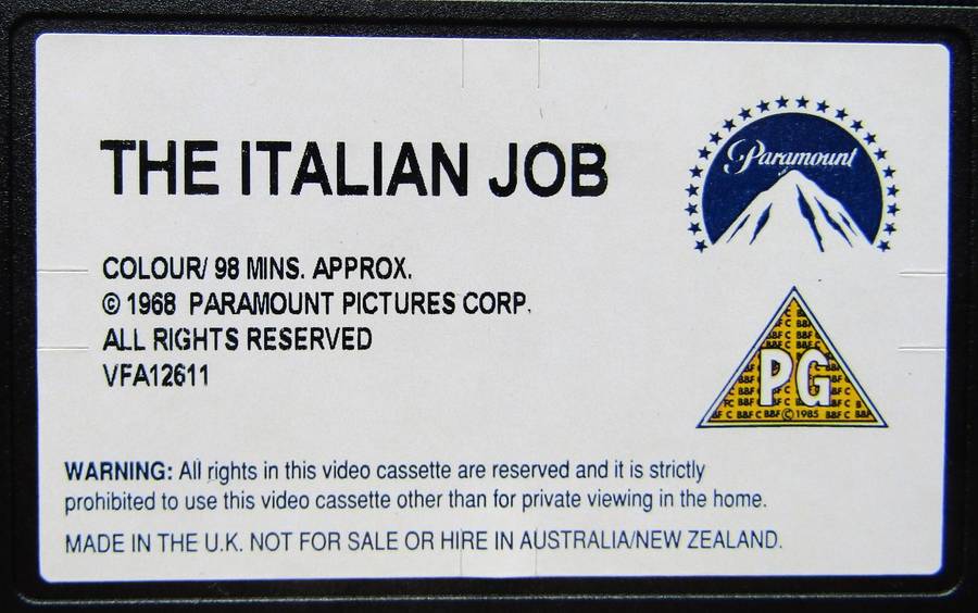 The Italian Job - Michael Caine - Movie VHS Tape