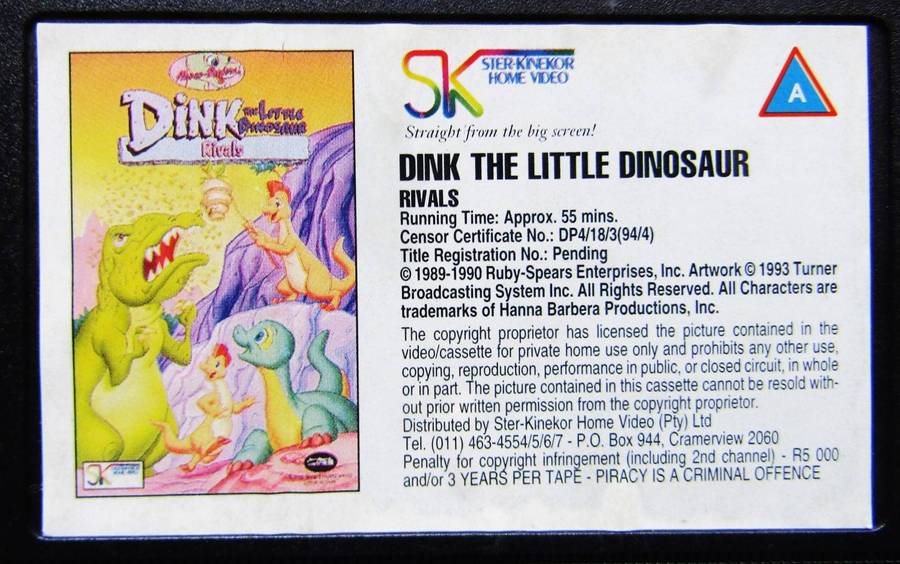Dink the Little Dinosaur - TV Series VHS Tape (1993)