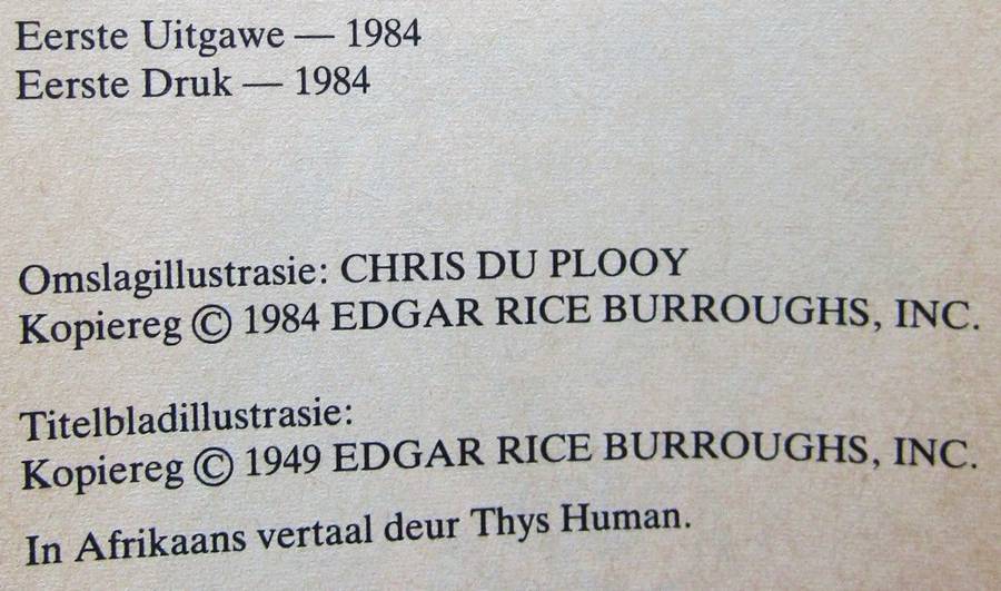 Tarzan - Afrikaans Paperback Book (1984)