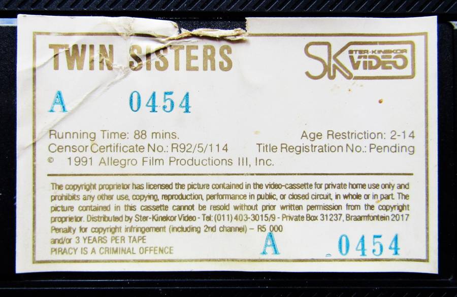 Twin Sister - Stepfanie Kramer - Movie VHS Tape (1992)