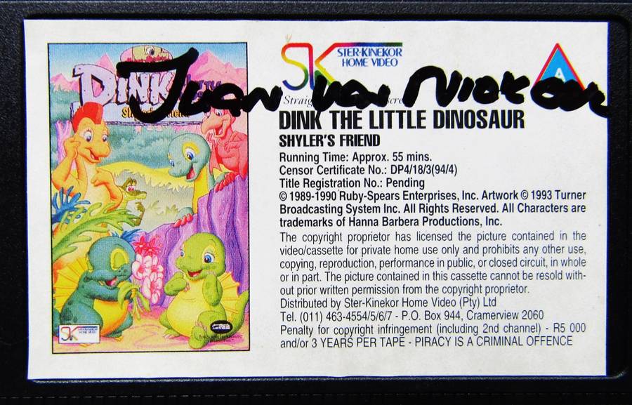 Dink The Little Dinosaur - TV Series VHS Tape (1994)