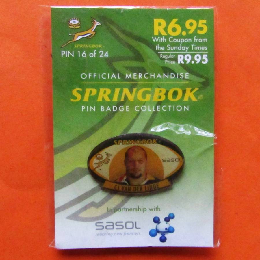 CJ van der Linde Springbok Rugby Pin Badge