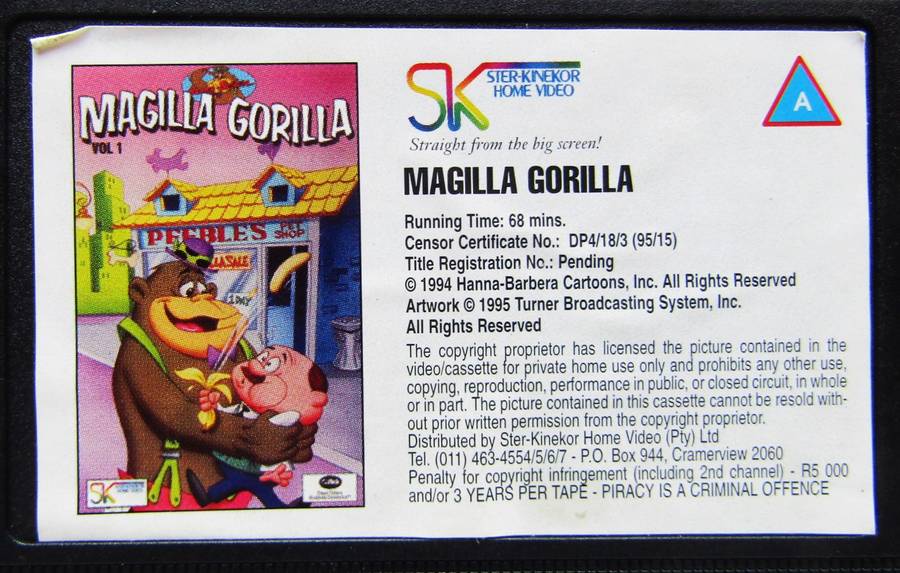 Magilla Gorilla - Volume 1 - TV Series VHS Tape (1995)