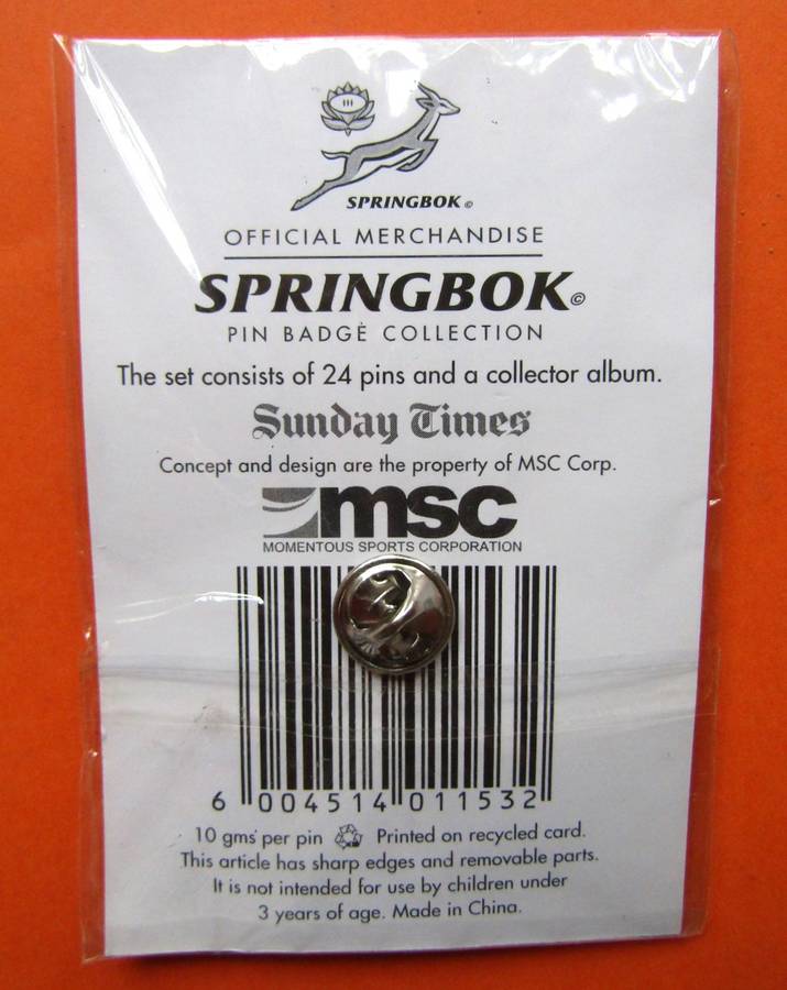 Percy Montgomery Springbok Rugby Pin Badge