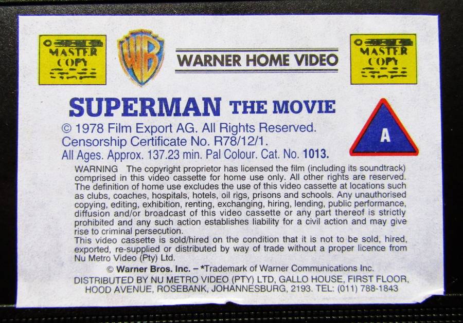 Superman - Christopher Reeve - Movie VHS Tape (1998)