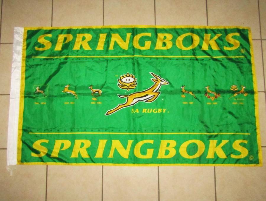 Large History of Springbok Rugby Flag