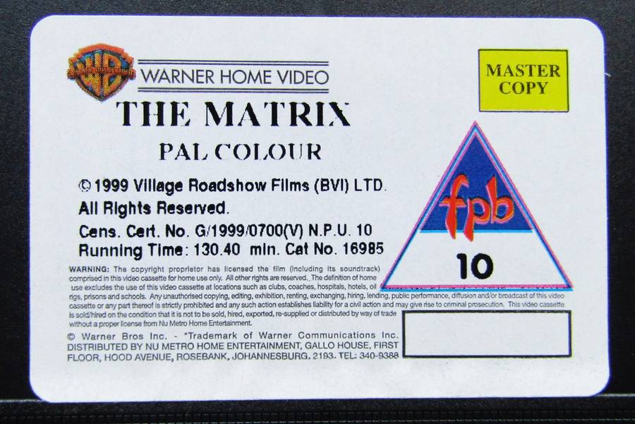 The Matrix - Keanu Reeves - Movie VHS Tape (1999)