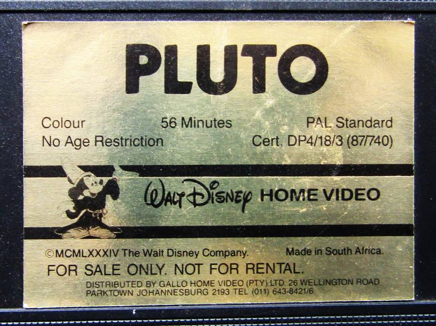Pluto - Walt Disney Gold Edition - VHS Video Tape (1987)