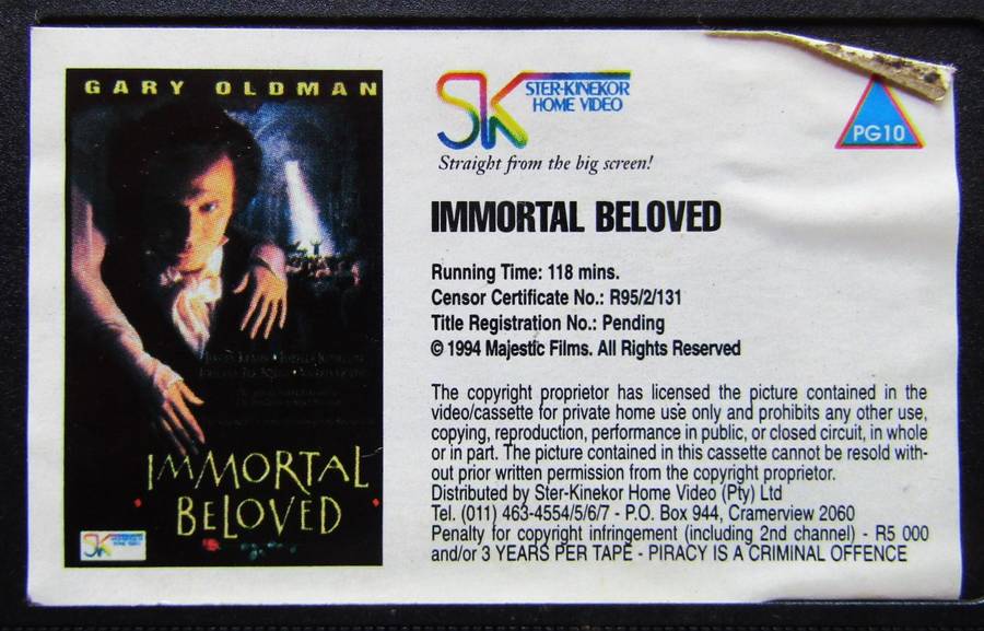 Immortal Beloved - Gary Oldman - Movie VHS Tape (1994)