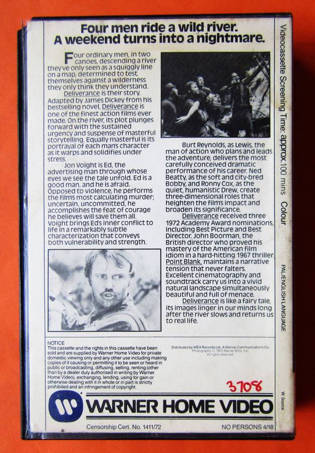 Deliverance - Burt Reynolds - Movie VHS Tape (1972)