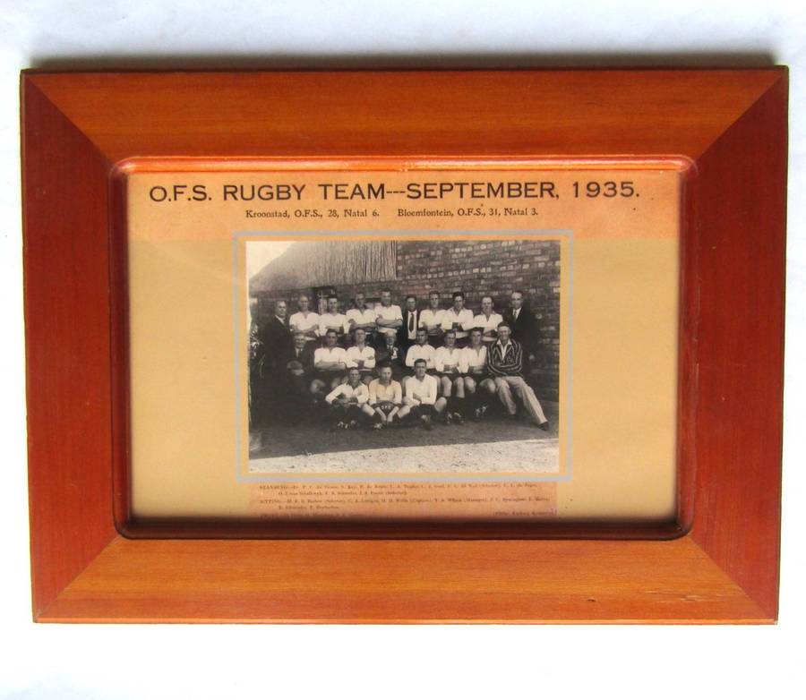 1935 OFS Vrystaat Rugby Framed Photo Display