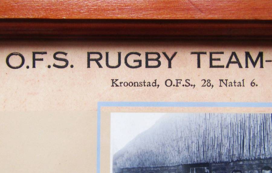 1935 OFS Vrystaat Rugby Framed Photo Display