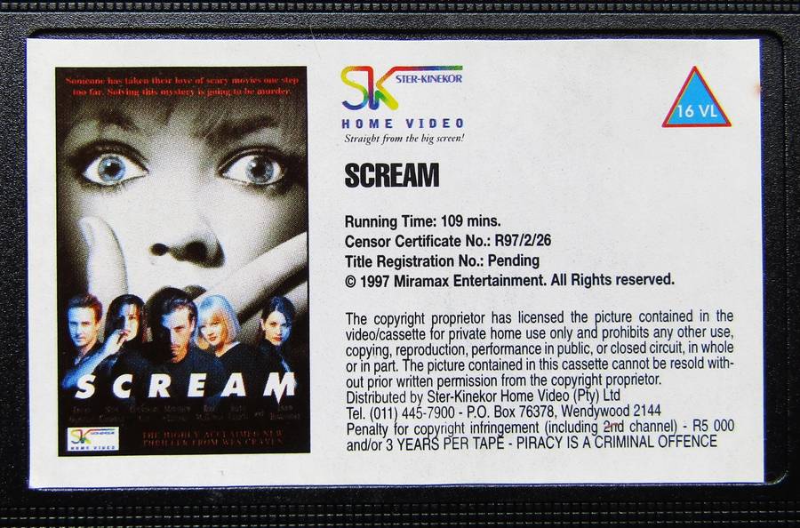 Scream - Neve Campbell - Horror Movie VHS Tape (1997)