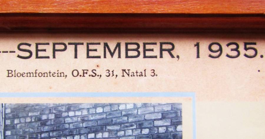 1935 OFS Vrystaat Rugby Framed Photo Display