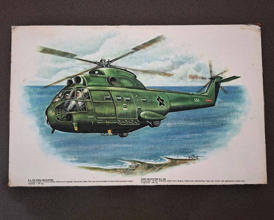 SAAF Puma Helicopter Hardboard Display