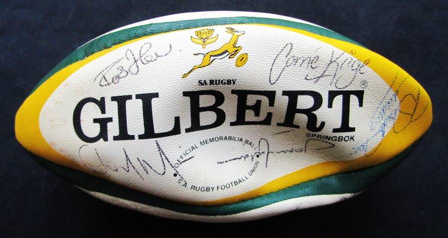 Old Signed Midi Size Springbok Rugby Ball