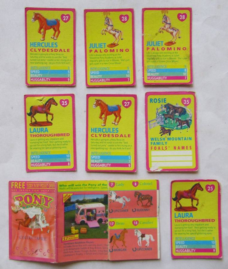 7 Pony in My Pocket Figure Cards and Brochure from the 90's