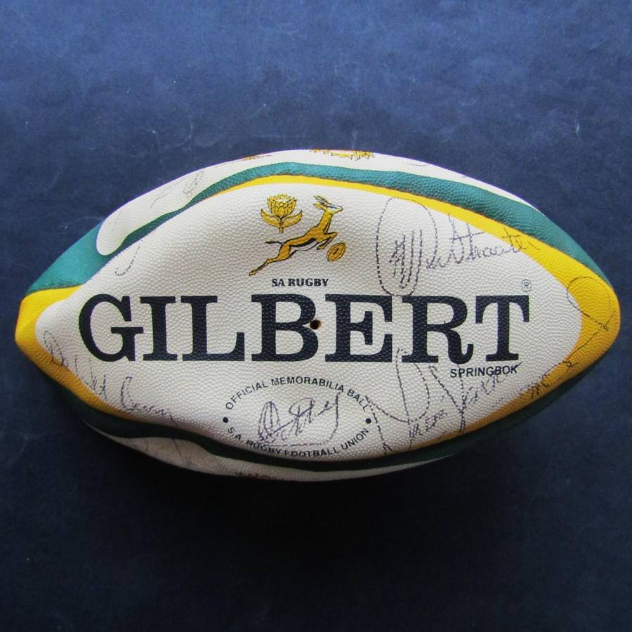 Old Signed Midi Size Springbok Rugby Ball
