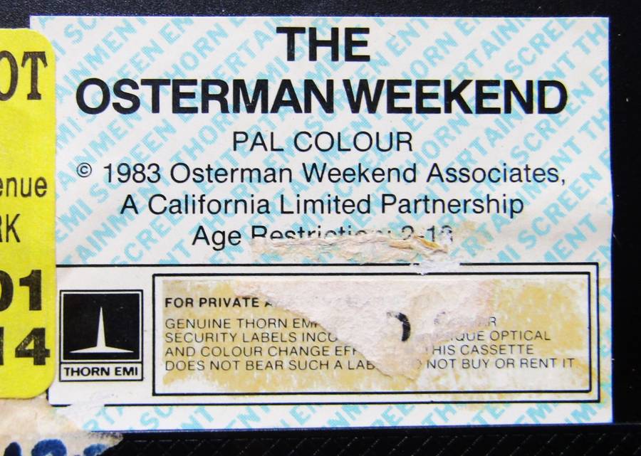 The Osterman Weekend - Spy Movie VHS Tape (1983)