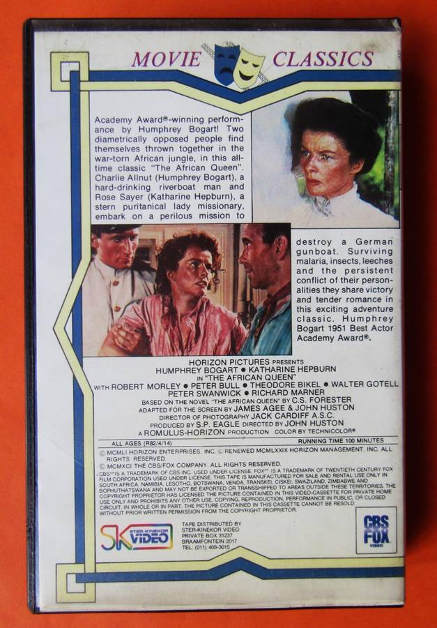 The African Queen - Movie VHS Tape (1991)