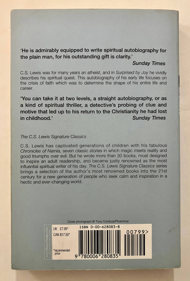 Surprised by Joy - CS Lewis. Softcover, 2002