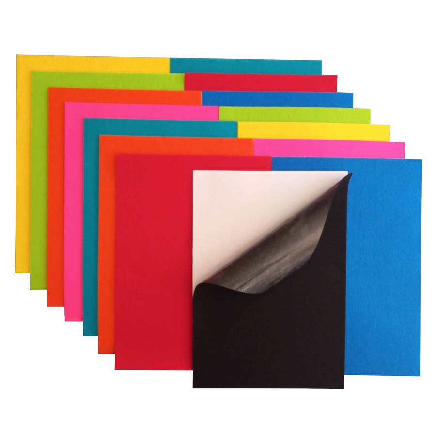 Self Adhesive Felt / Stick On Felt Bright Colors Bulk Pack - 15 X A4 Sheets