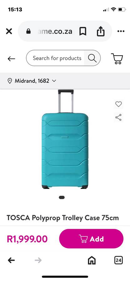 TOSCA Polyprop Trolley Case 75cm Aqua