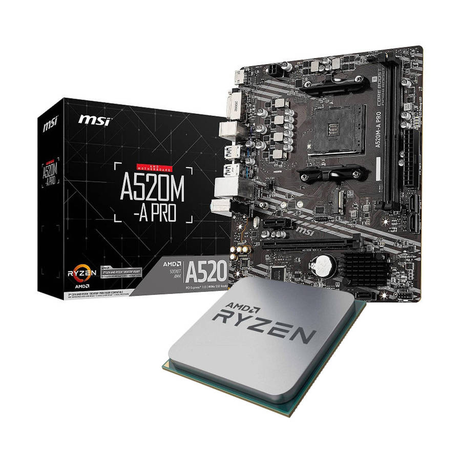 MSI A520 MOTHERBOARD+CPU RYZEN 5 5500+4GB DDR4 RAM COMBO FAULTY READ DISCRIPTION