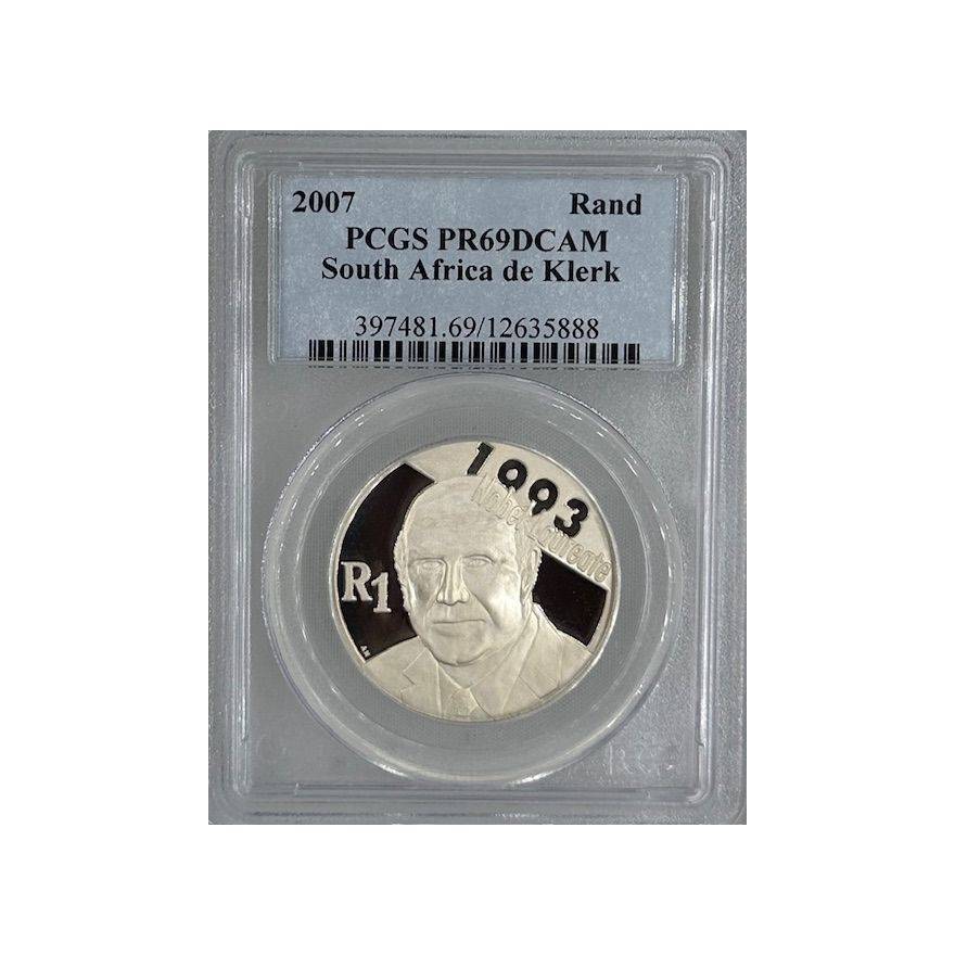 2007 Silver R1 FW De Klerk Proof 69 PCGS South African Coin