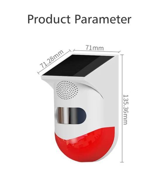 Outdoor Solar PIR Motion Sensor 120db Sound Security Siren Light Alarm with Remote Controller