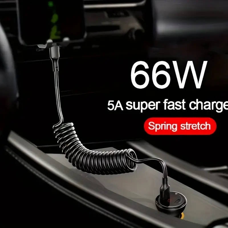 Fast Charger Cable USB to USB Type-C Spring Cable Black **LOCAL STOCK**