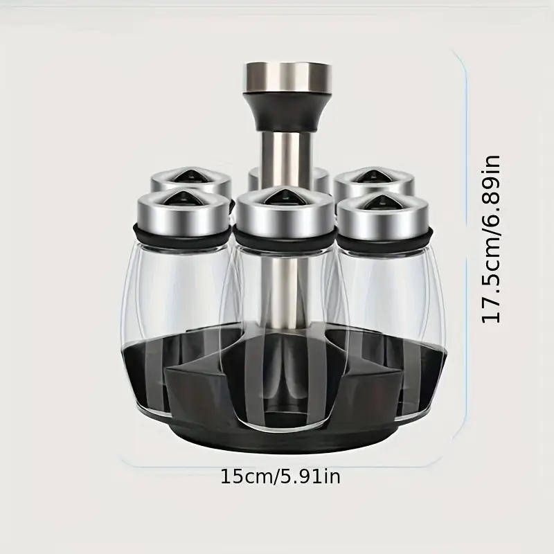 7pcs/Set Kitchen Spice Jar Set with Rotating Organizer