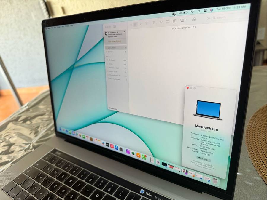 MacBook Pro 15 Inch 2017 Model with Touch Bar in immaculate condition