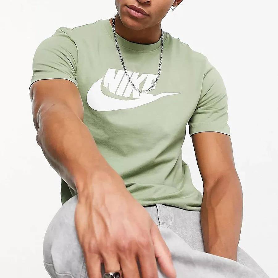 Nike Men's Club Futura Tee Shirt Khaki/White Size Medium