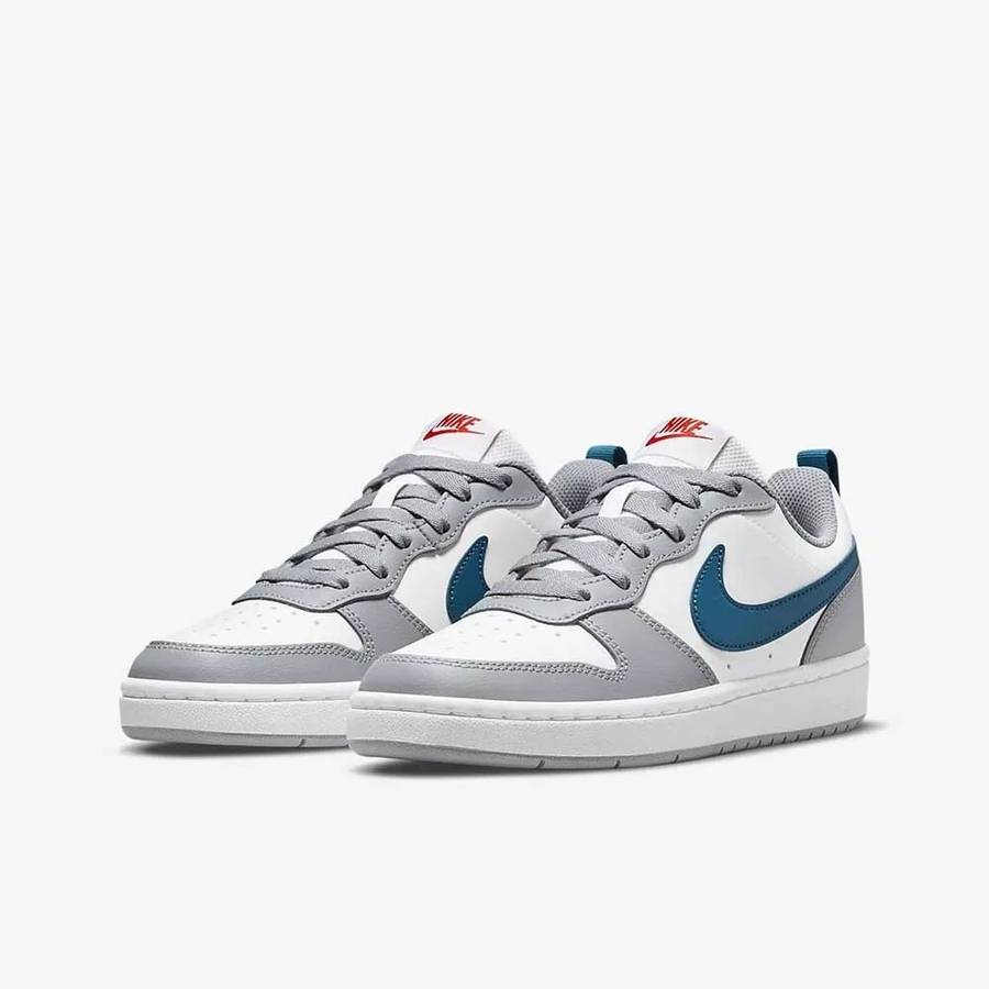 Nike Kids UNISEX Court Borough Low 2 GS White/ Marina/ Grey BQ5448 117 Size UK 6 (SA 6)