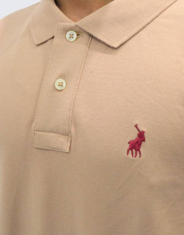 POLO Men`s Pique Short Sleeve Golfer Custom Fit Pink