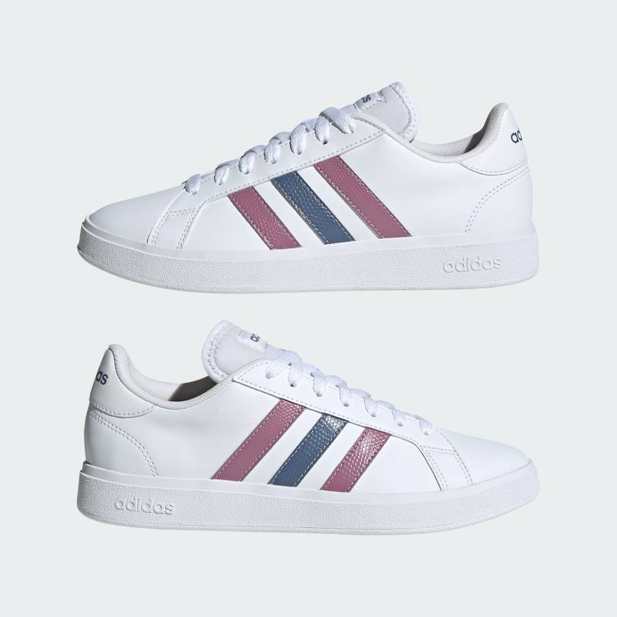 adidas Women's Grand Court Base 2.0 Cloud White / Crew Blue / Wonder Orchid ID1864 Size UK 4 (SA 4)