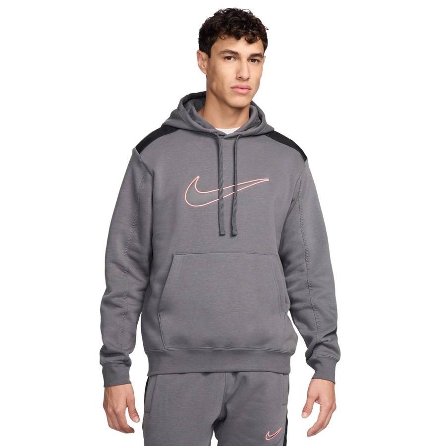 Nike Men's Sportswear Fleece Swoosh Club Hoodie Gray FN0247 068