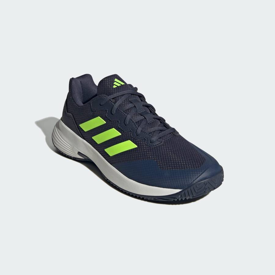 adidas Men`s GameCourt 2.0 Shadow Navy/ Lucid Lemon/ White IE0854 Size UK 11 (SA 11)