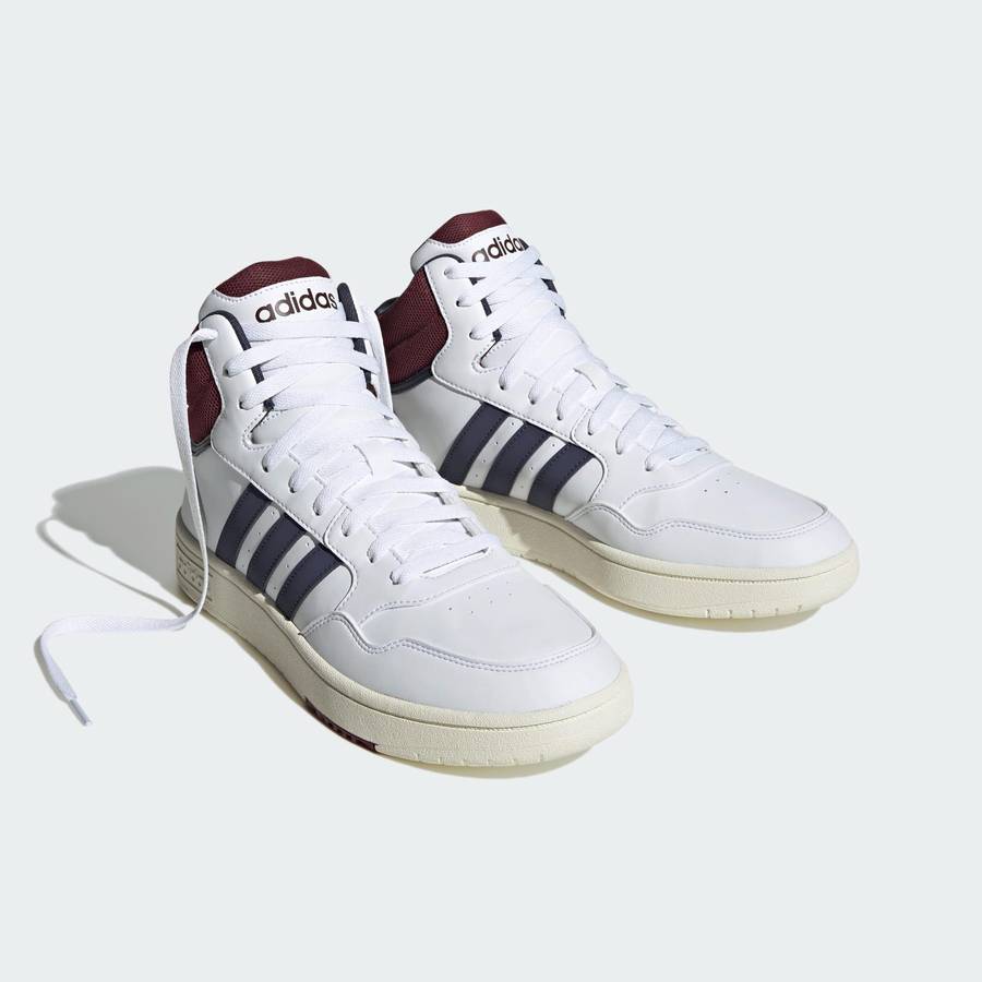 adidas Men`s Hoops 3.0 Mid Classic Vintage White/ Navy/ Shadow Red HP7895 Size UK 9/10 (SA 9/10)