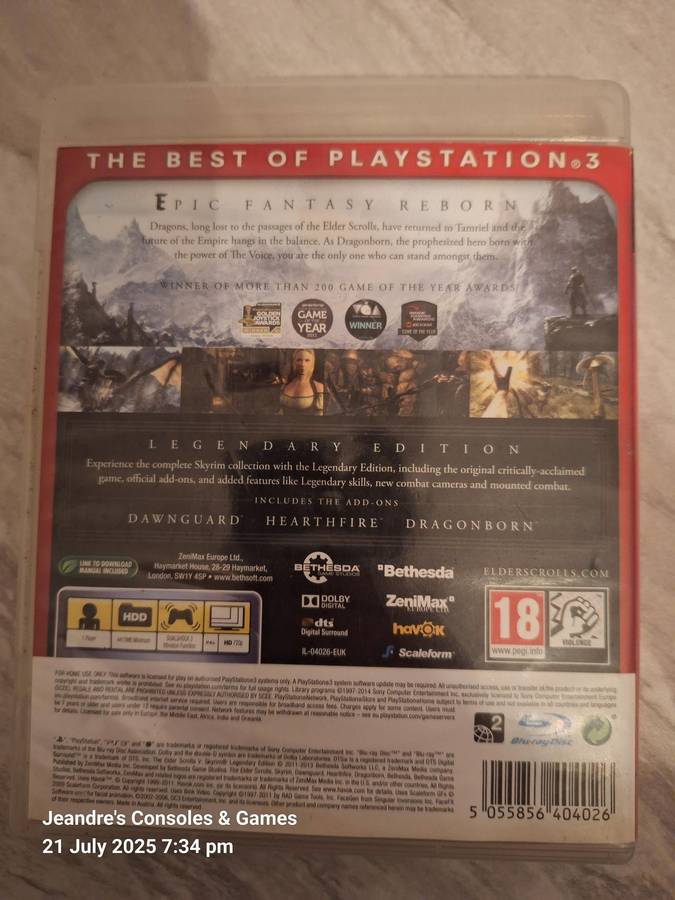 The Elder Scrolls V: Skyrim Legendary Edition - Essentials (PS3)